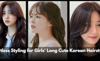 "Effortless Styling for Girls' Long Cute Korean Hairstyles – Beautifully styled long hair with volume, texture, and soft curls for a graceful appearance."